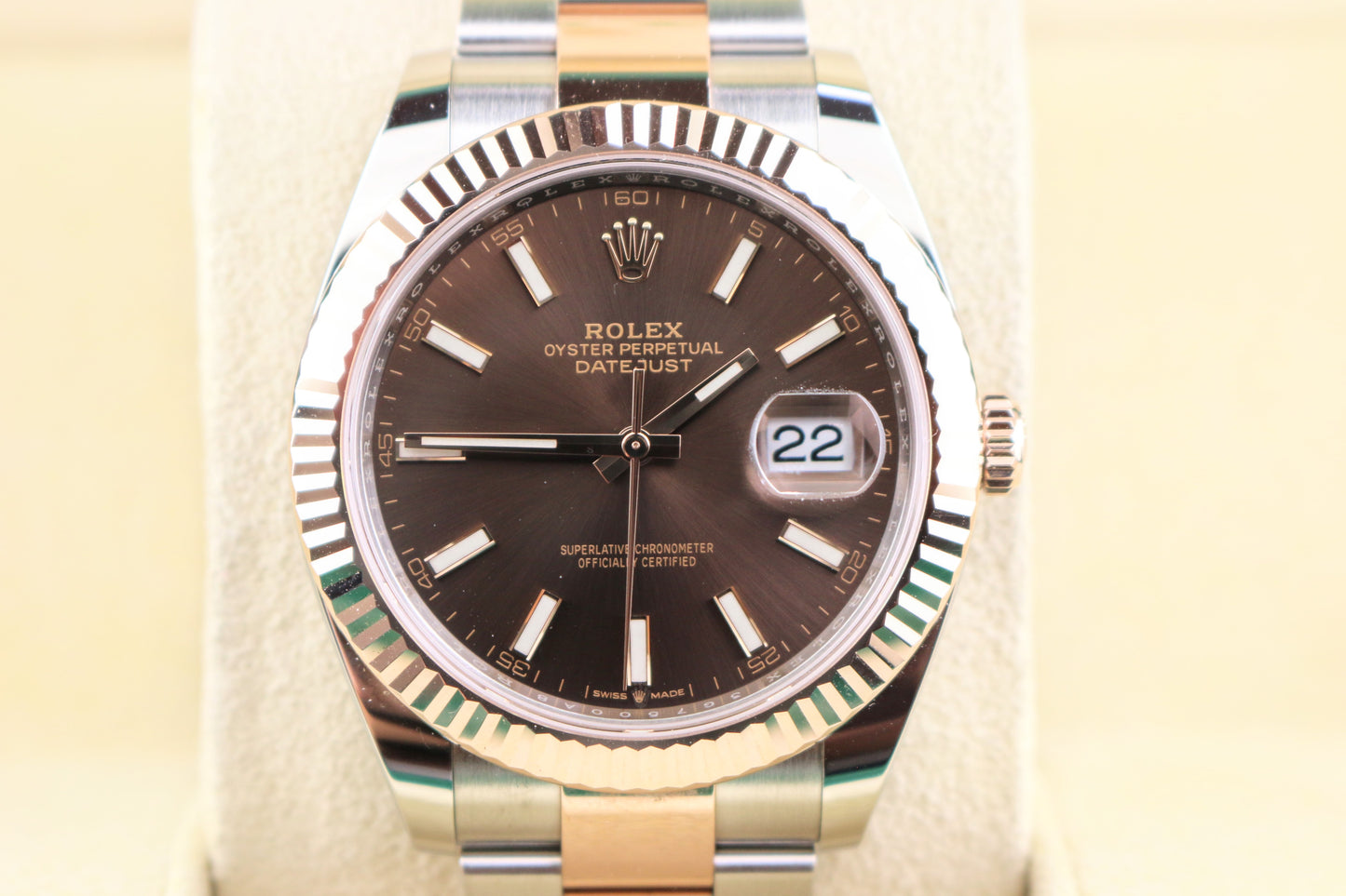 OHT 2023 Rolex Datejust 126331 Chocolate Dial TT 18kt Oyster Rose With Papers 41mm