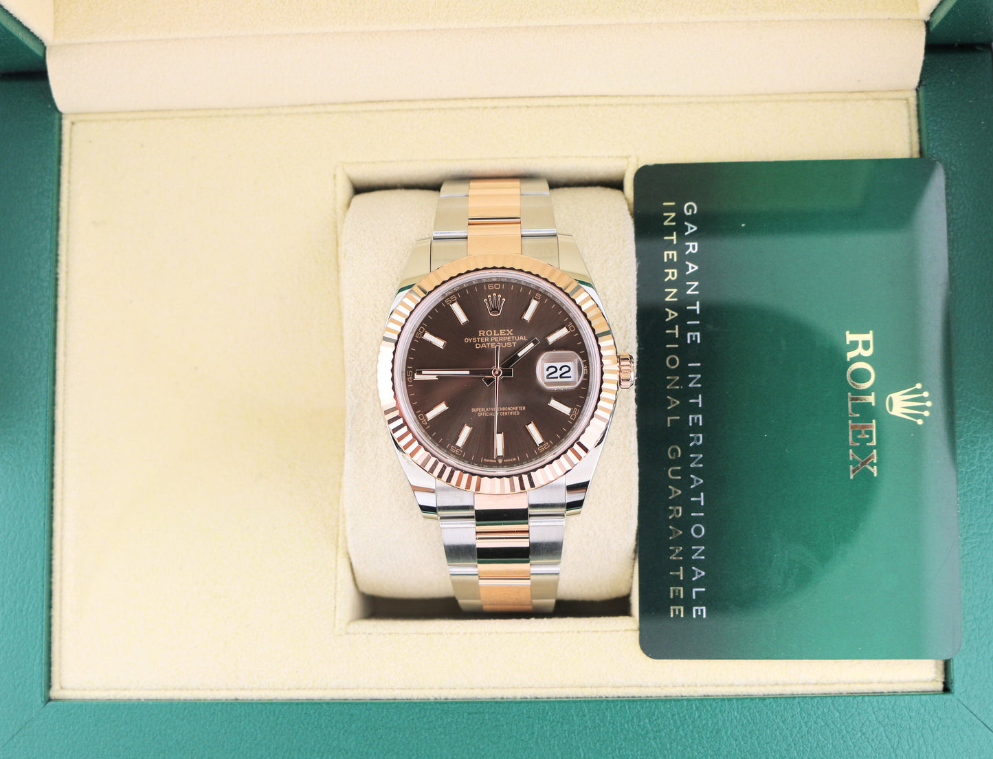 OHT 2023 Rolex Datejust 126331 Chocolate Dial TT 18kt Oyster Rose With Papers 41mm