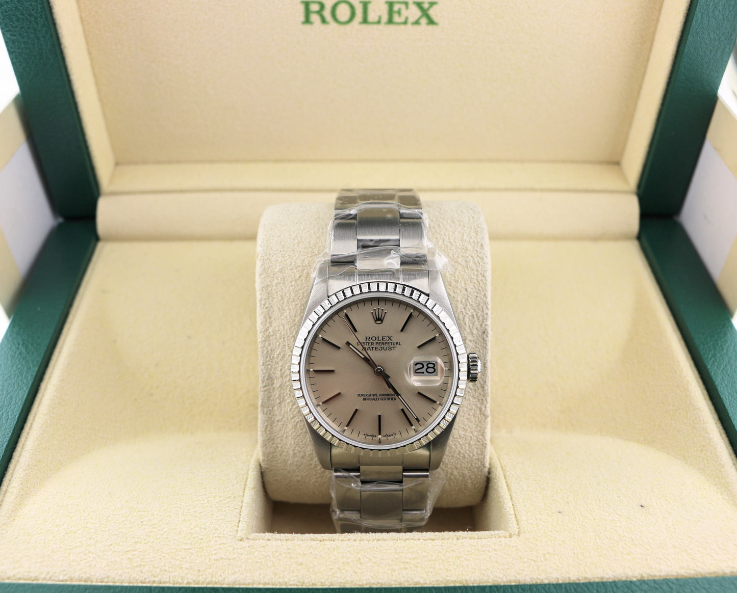 1988 Rolex Datejust 16200 Silver Dial SS Oyster Engine Turn Bezel No Papers 36mm