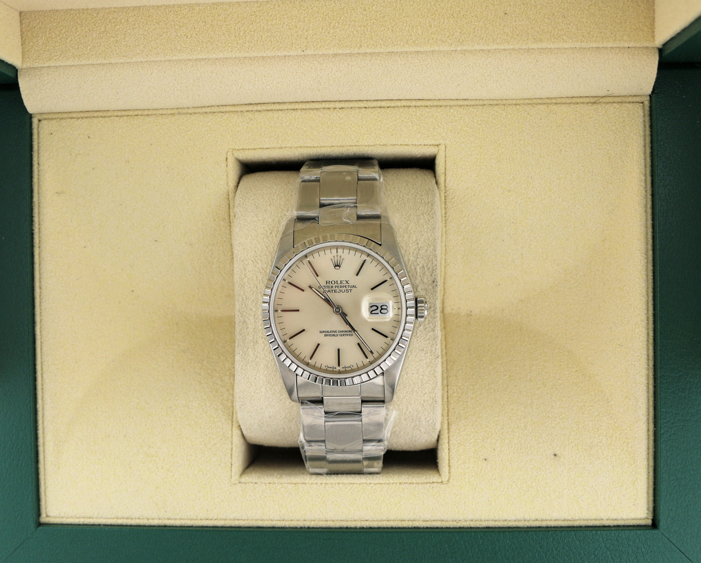 1988 Rolex Datejust 16200 Silver Dial SS Oyster Engine Turn Bezel No Papers 36mm