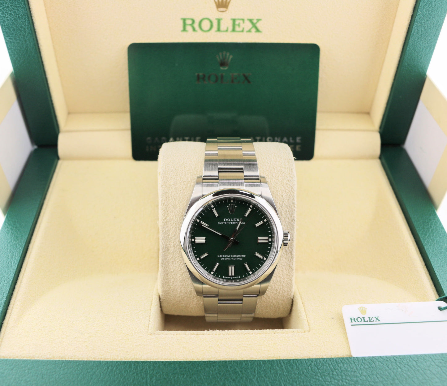 2022 Rolex Oyster Perpetual 126000 Green Dial SS Oyster With Papers 36mm