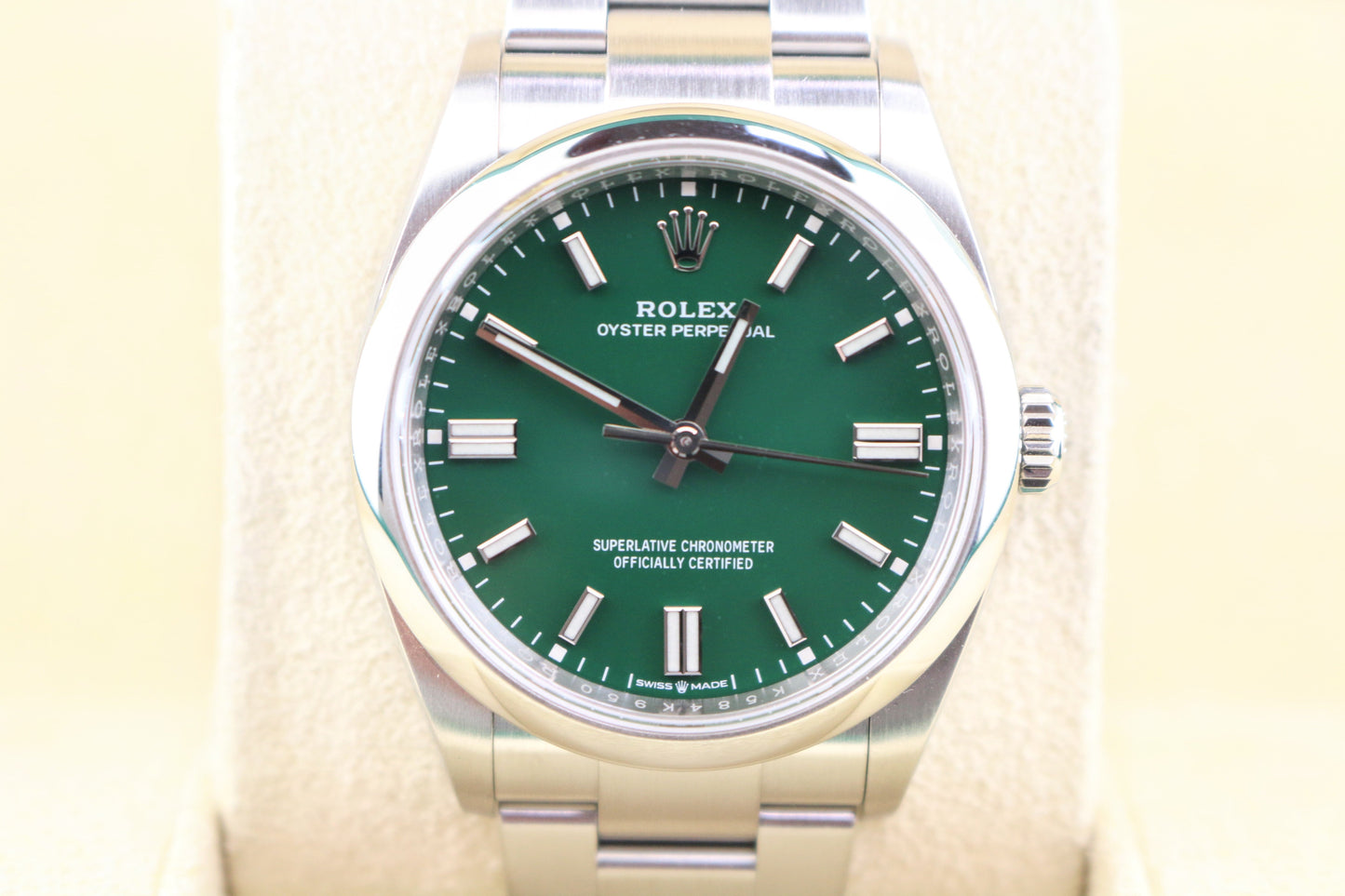 2022 Rolex Oyster Perpetual 126000 Green Dial SS Oyster With Papers 36mm