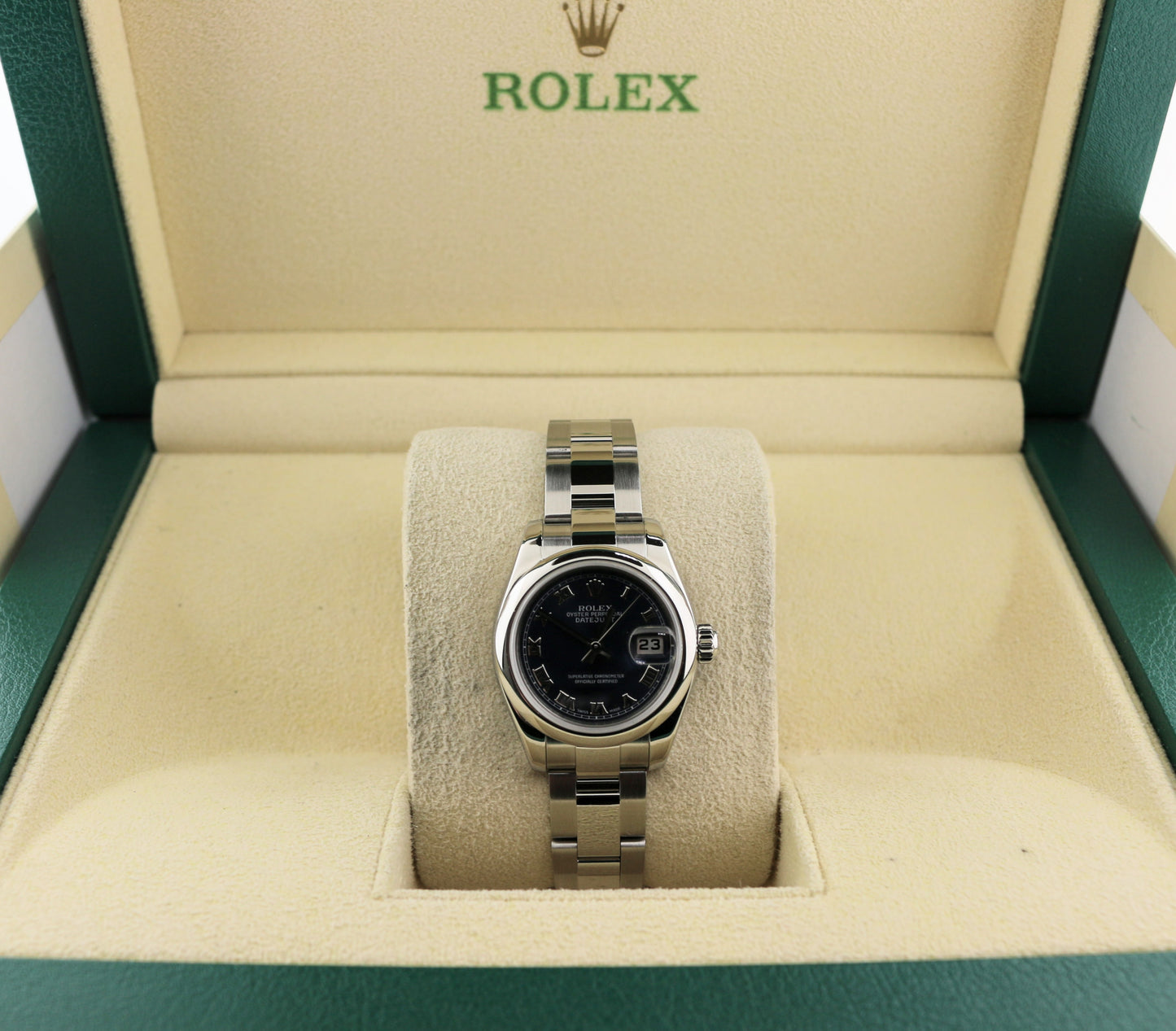 2006 Rolex Ladies Datejust 179160 Blue Roman Dial SS Oyster No Papers 26mm