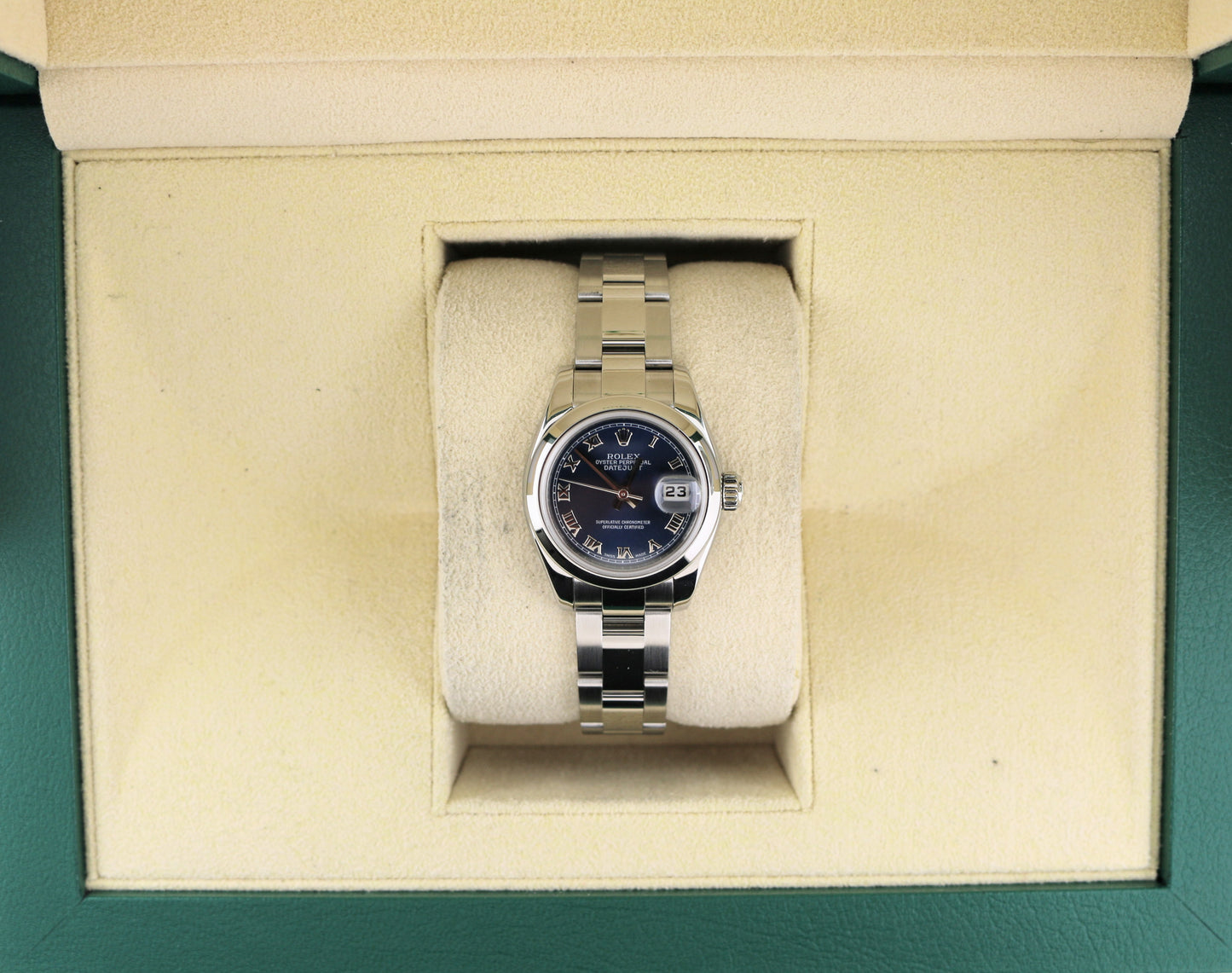 2006 Rolex Ladies Datejust 179160 Blue Roman Dial SS Oyster No Papers 26mm