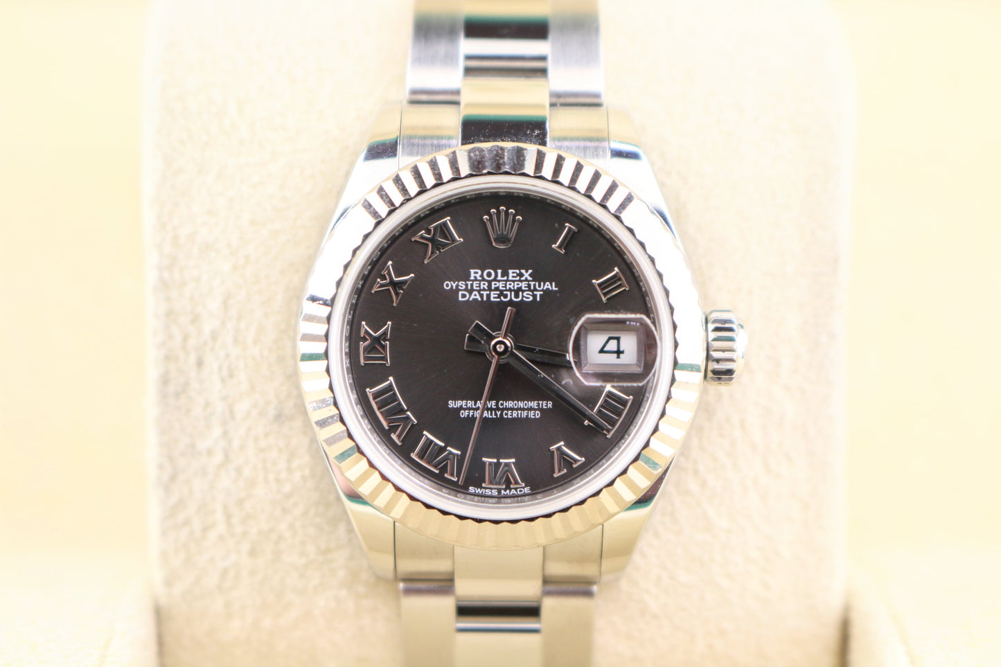 2018 Rolex Ladies Datejust 279174 Dark Grey Roman SS Oyster With Papers 28mm