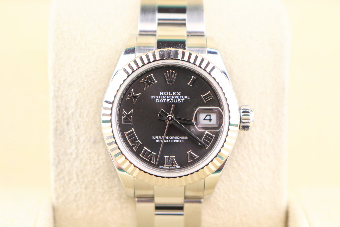 2018 Rolex Ladies Datejust 279174 Dark Grey Roman SS Oyster With Papers 28mm