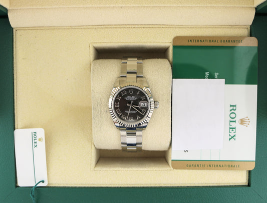 2018 Rolex Ladies Datejust 279174 Dark Grey Roman SS Oyster With Papers 28mm