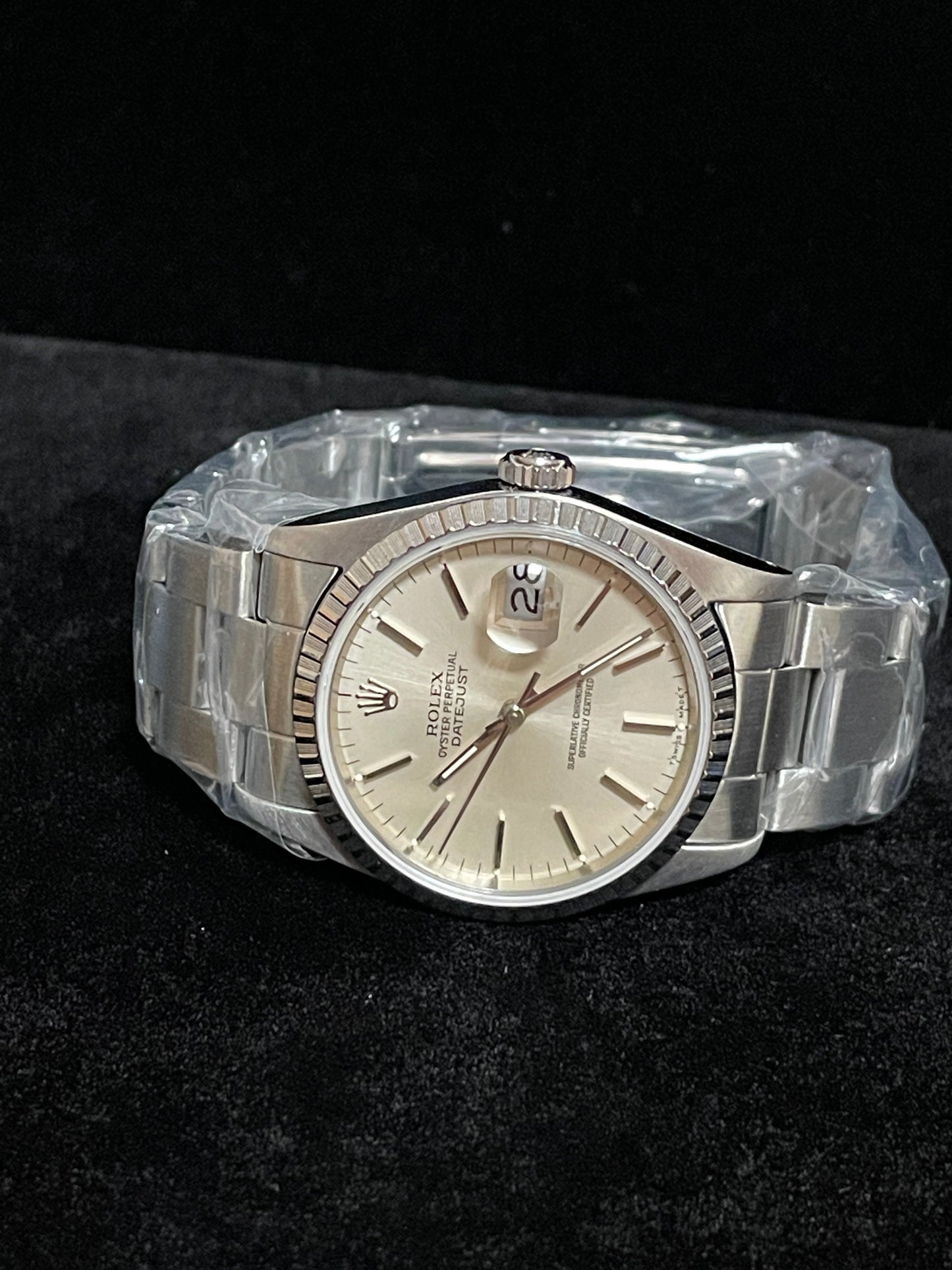1988 Rolex Datejust 16200 Silver Dial SS Oyster Engine Turn Bezel No Papers 36mm