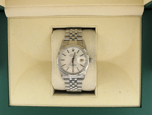 1980 Rolex Datejust 16014 Silver Linen Tiffany Dial SS Jubilee No Papers 36mm