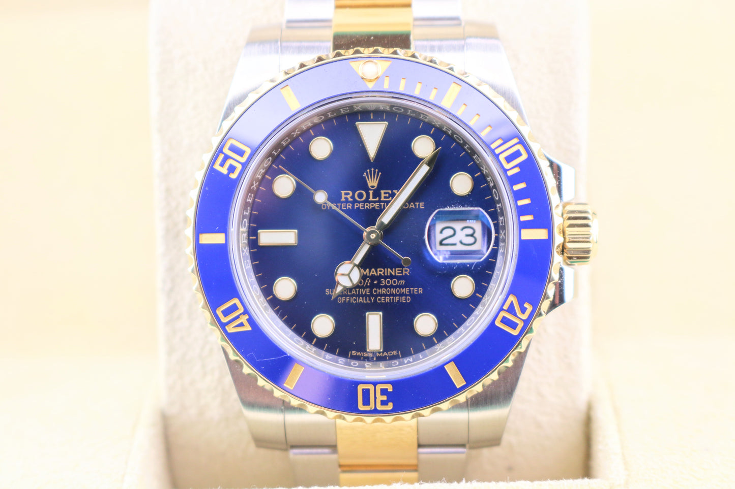 2017 Rolex Submariner Bluesy 116613lb Blue Dial TT 18kt Oyster With Papers 40mm