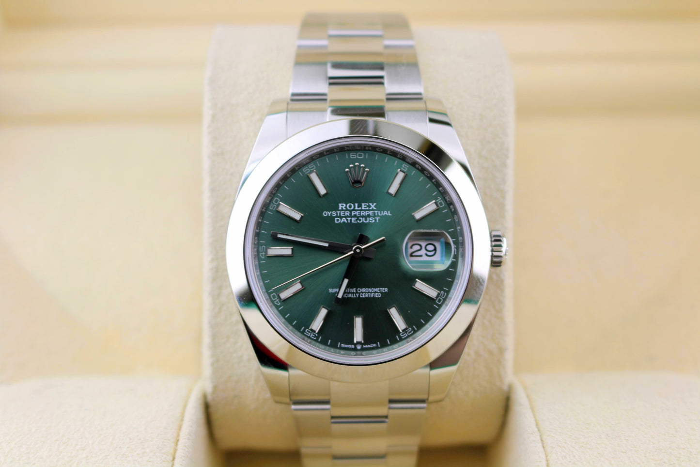 Unworn 2023 Rolex Datejust 126300 Green Mint Dial SS Oyster With Papers 41mm
