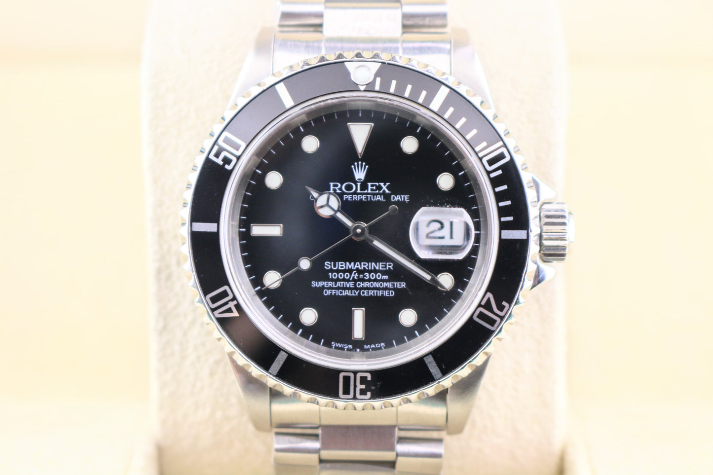 1996 Rolex Submariner Date 16610 Black Dial SS Oyster with RSC papers 40mm