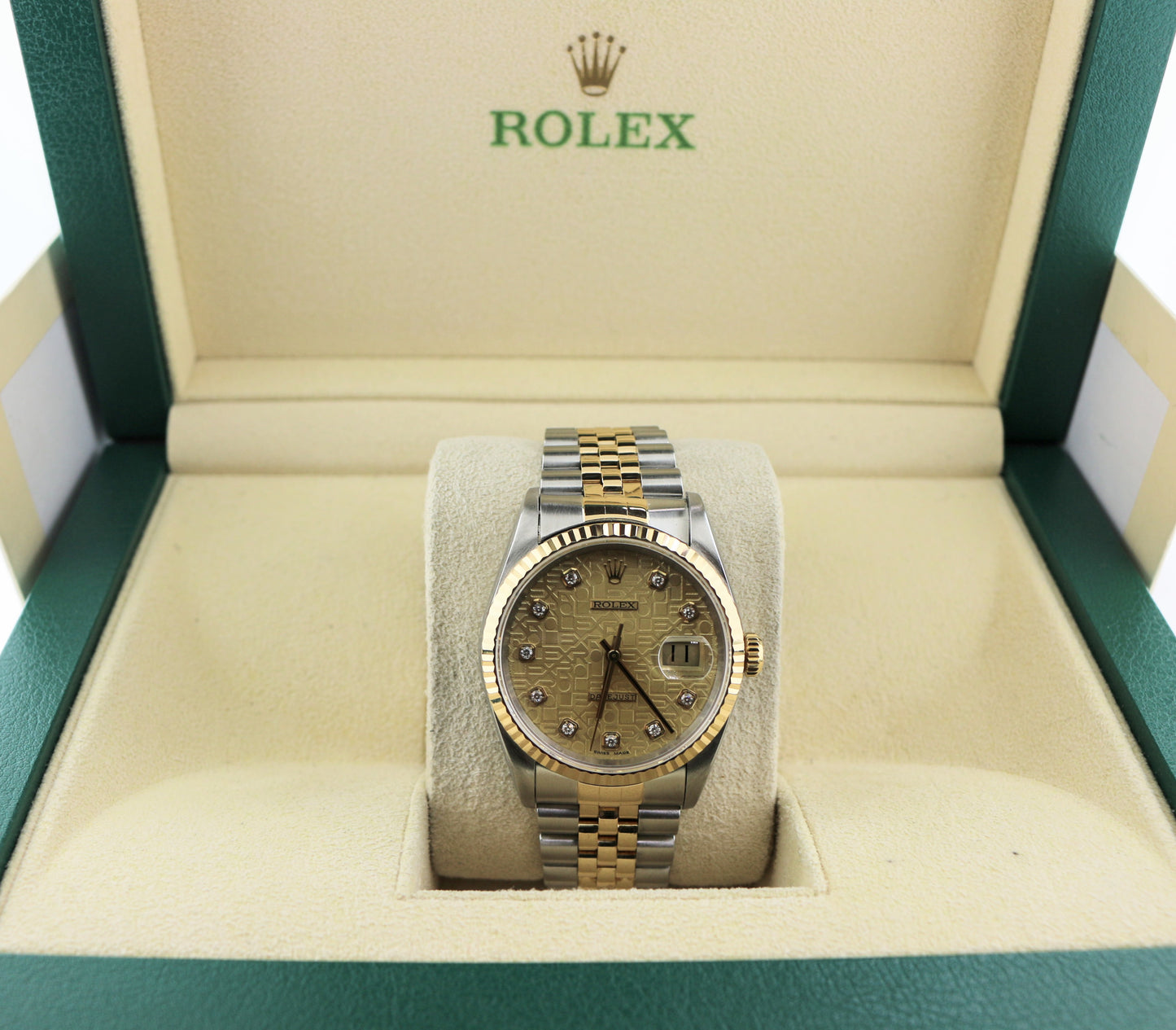1996 Rolex Datejust 16233 Jubilee Diamond Dial TT 18kt Jubilee No Papers 36mm