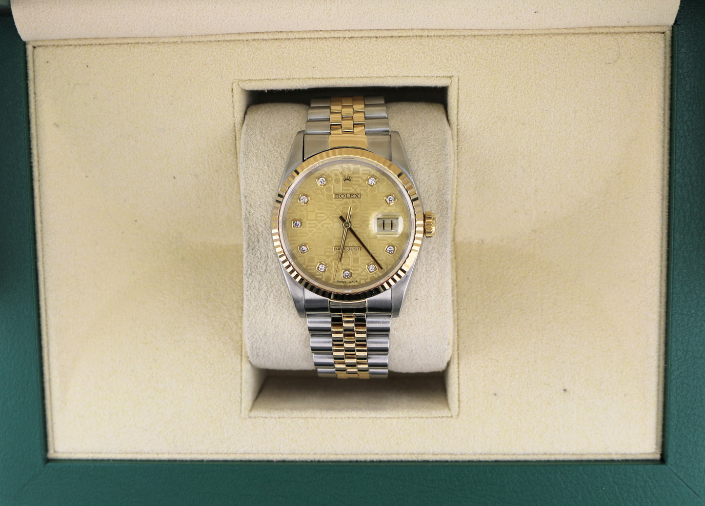 1996 Rolex Datejust 16233 Jubilee Diamond Dial TT 18kt Jubilee No Papers 36mm