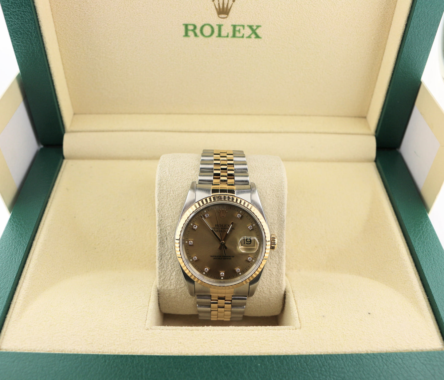 1991 Rolex Datejust 16233 Champagne Diamond Dial TT 18kt Jubilee No Papers 36mm