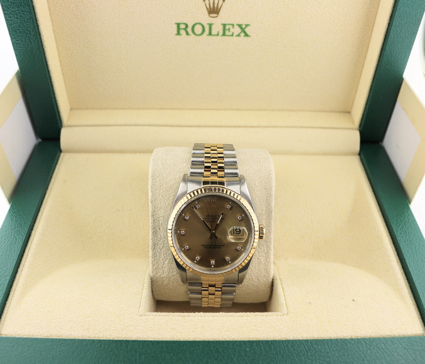 1991 Rolex Datejust 16233 Champagne Diamond Dial TT 18kt Jubilee No Papers 36mm