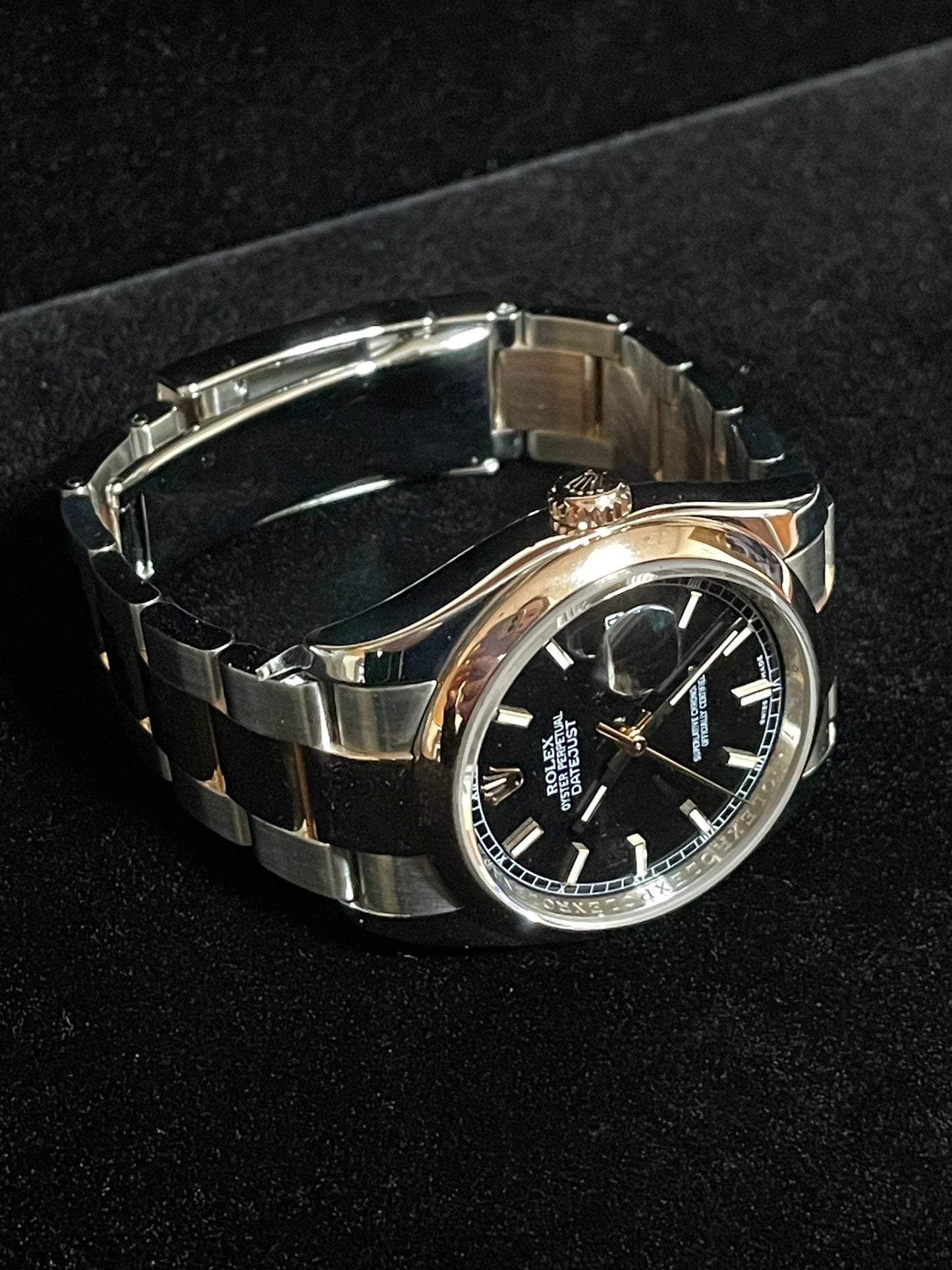 Rolex Datejust 116201 Black Dial TT 18kt Oyster Rose With 2024 CPO Papers 36mm