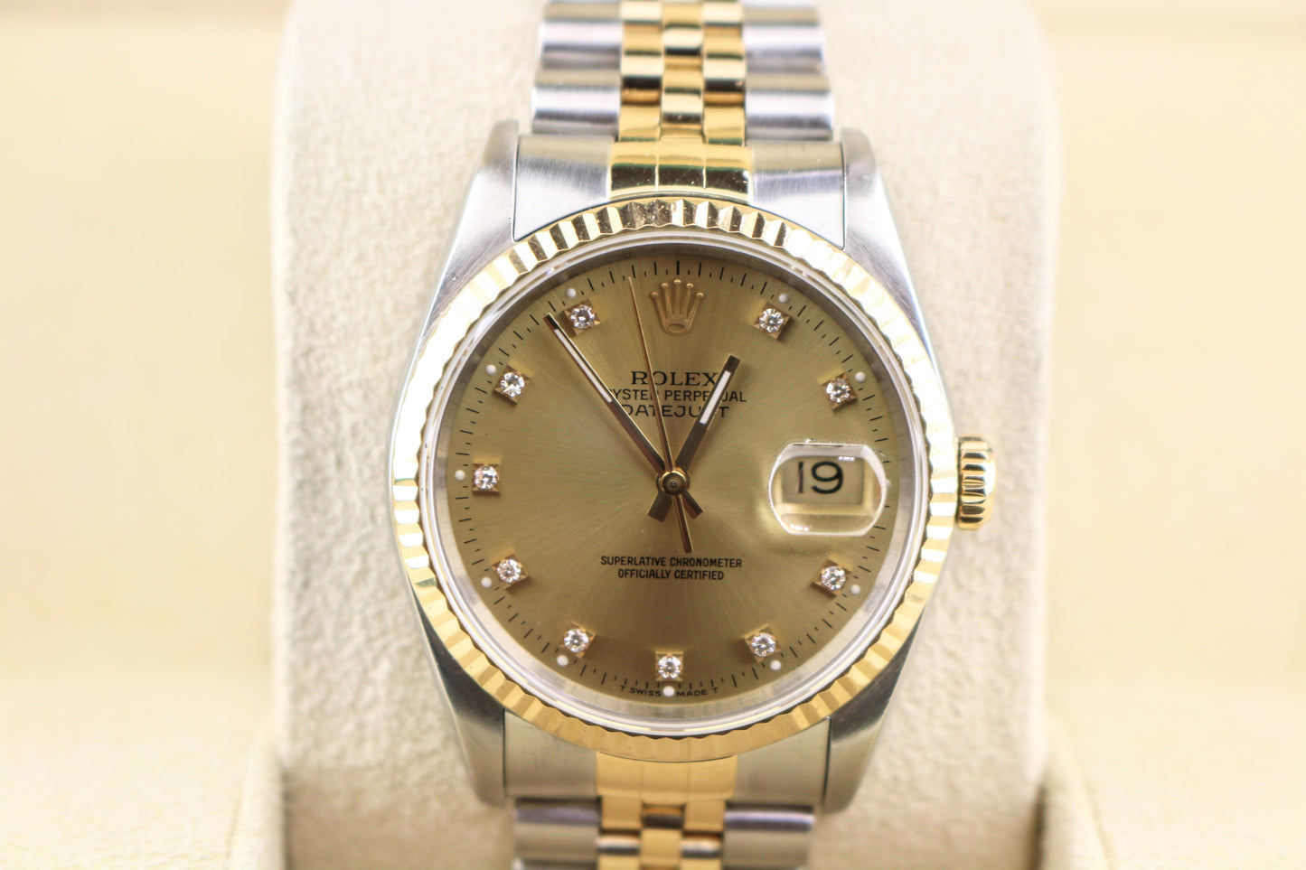 1991 Rolex Datejust 16233 Champagne Diamond Dial TT 18kt Jubilee No Papers 36mm