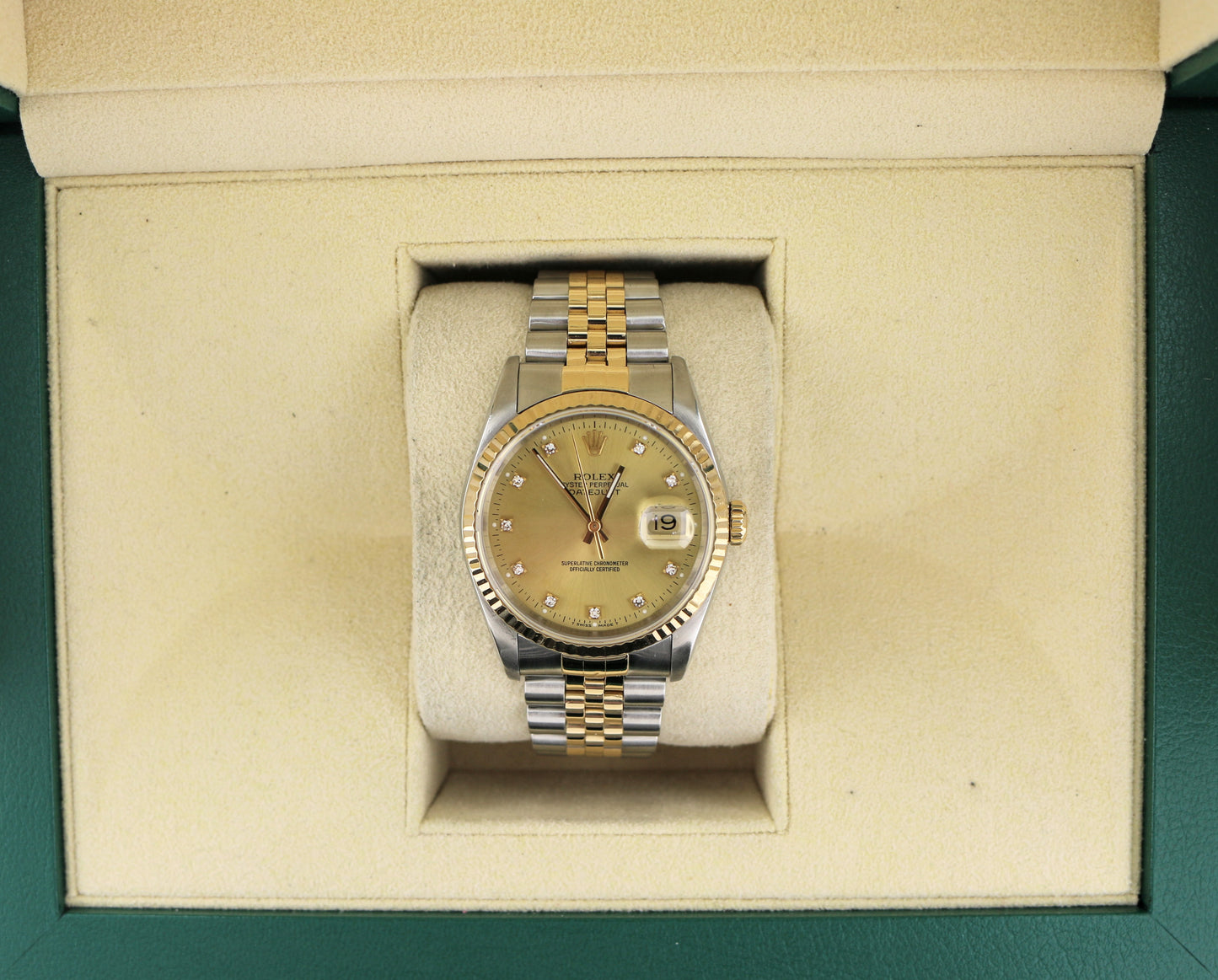 1991 Rolex Datejust 16233 Champagne Diamond Dial TT 18kt Jubilee No Papers 36mm