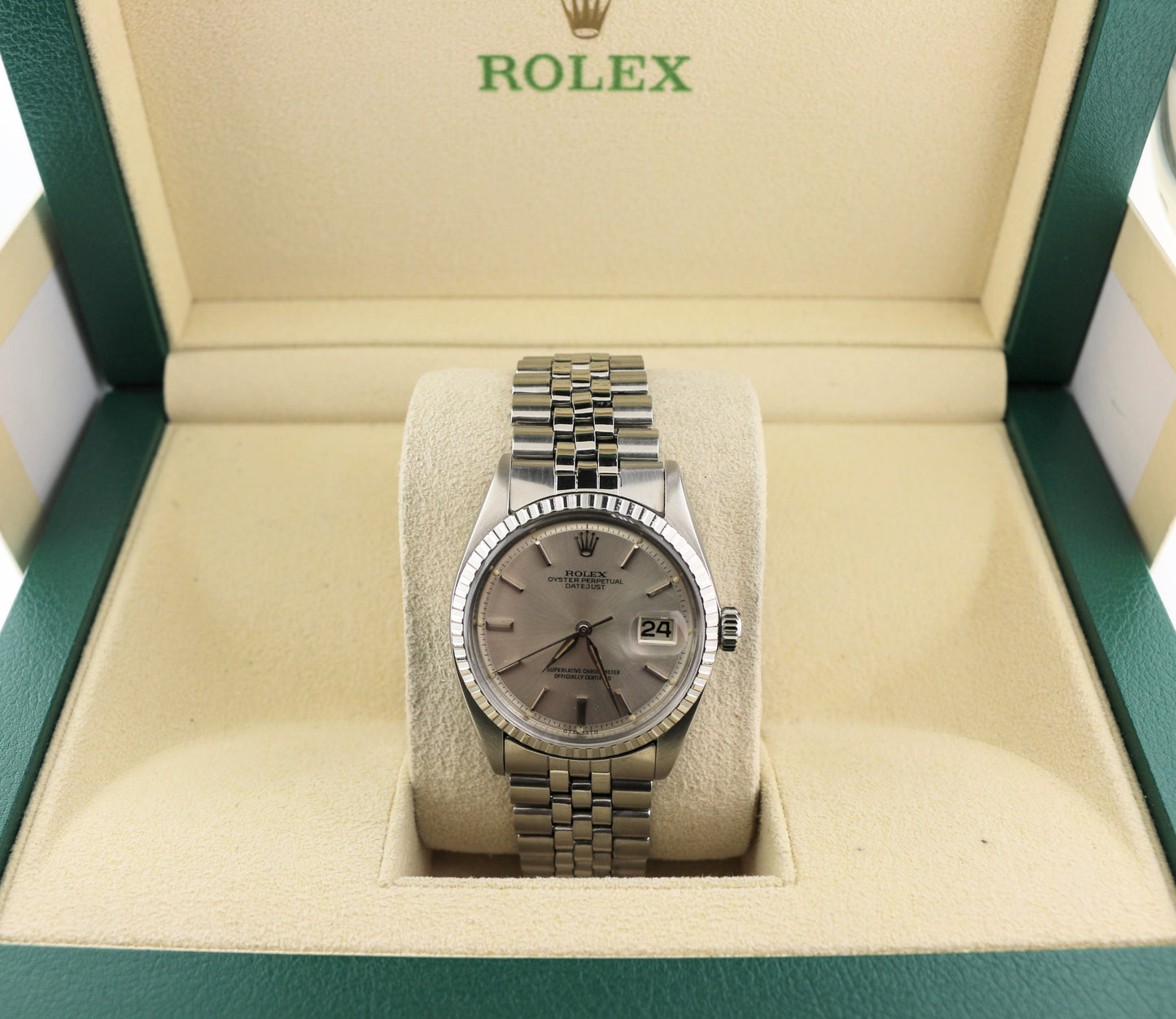 1965 Rolex Datejust 1603 Rare Sigma Silver Dial SS Folded Jubilee No Papers 36mm