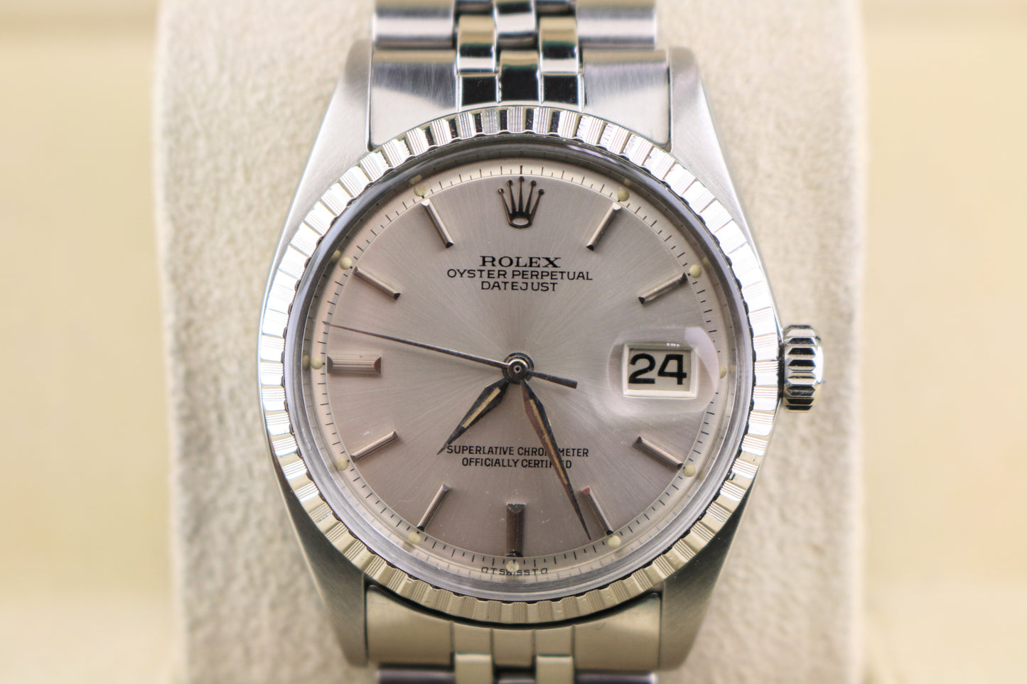 1965 Rolex Datejust 1603 Rare Sigma Silver Dial SS Folded Jubilee No Papers 36mm