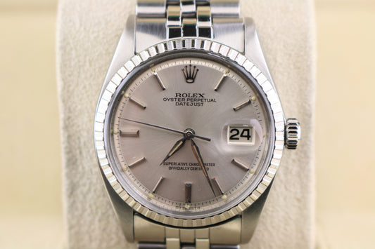 1965 Rolex Datejust 1603 Rare Sigma Silver Dial SS Folded Jubilee No Papers 36mm