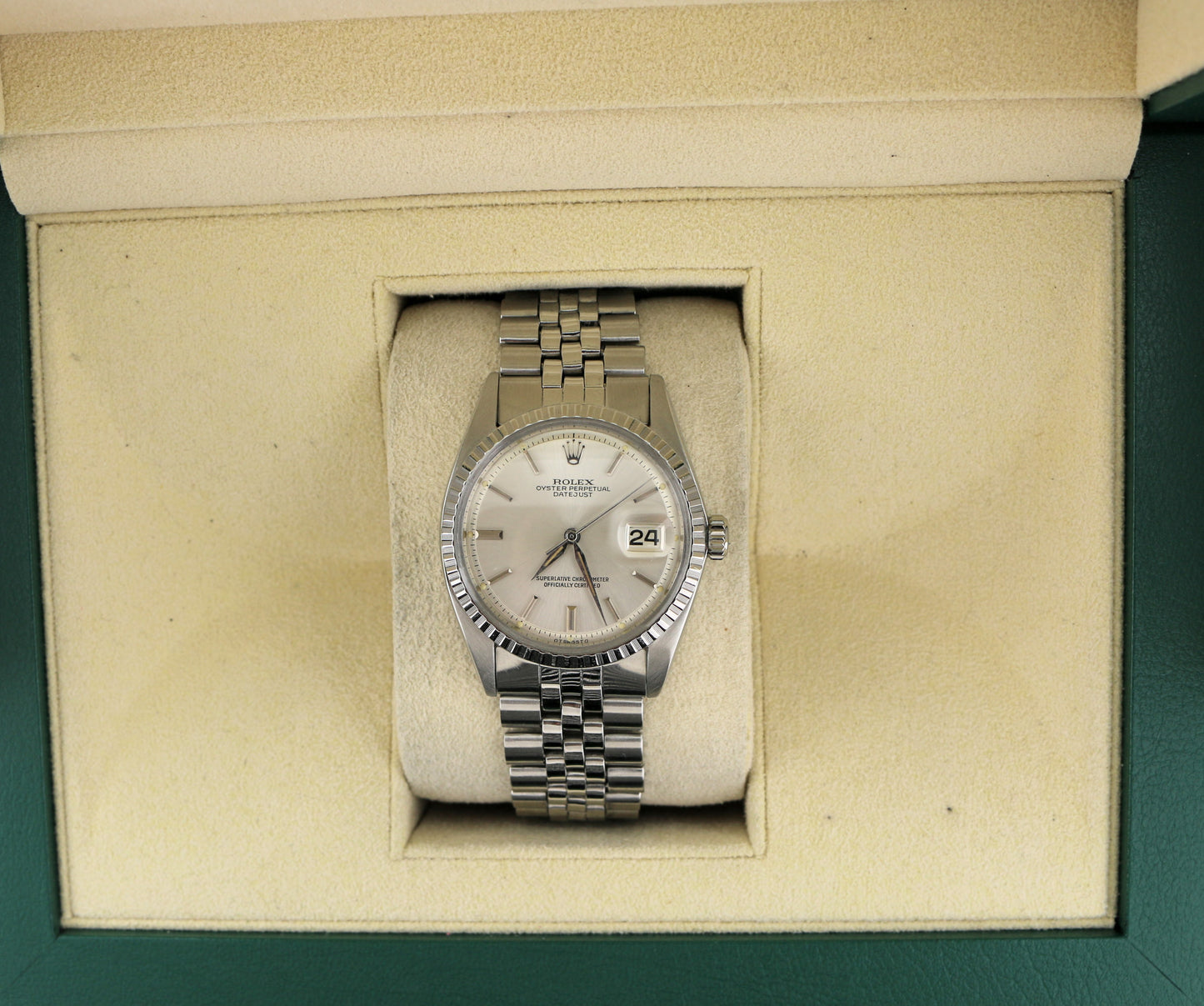 1965 Rolex Datejust 1603 Rare Sigma Silver Dial SS Folded Jubilee No Papers 36mm