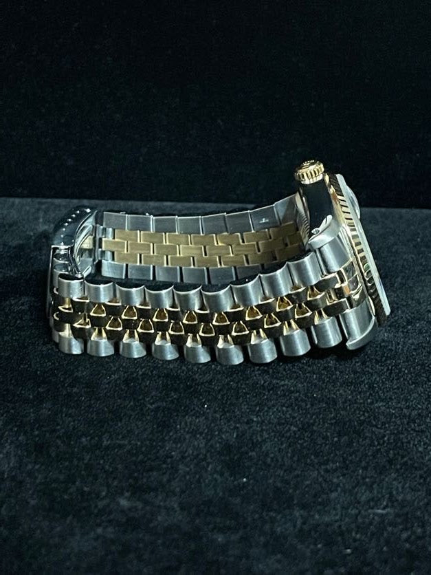 1989 Rolex Datejust 16233 Houndstooth Diamond Dial TT 18kt Jubilee W Papers 36mm.