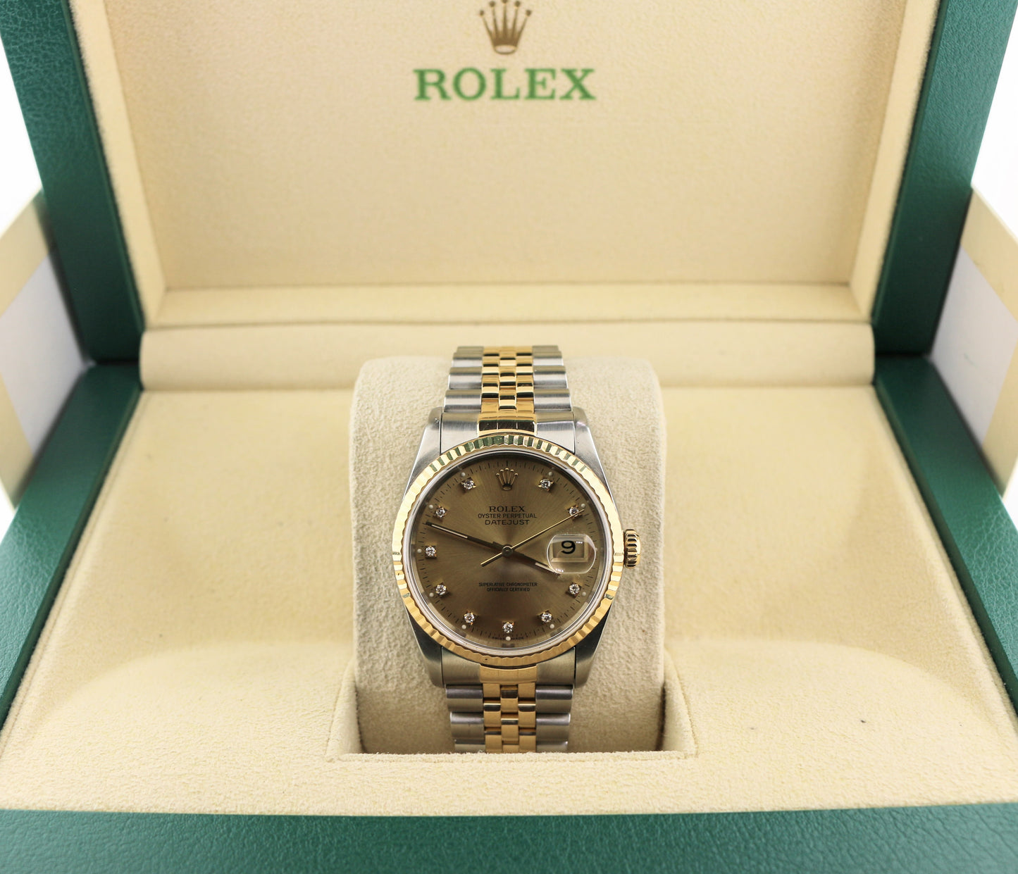 1993 Rolex Datejust 16233 Champagne Diamond Dial TT 18kt Jubilee No Papers 36mm