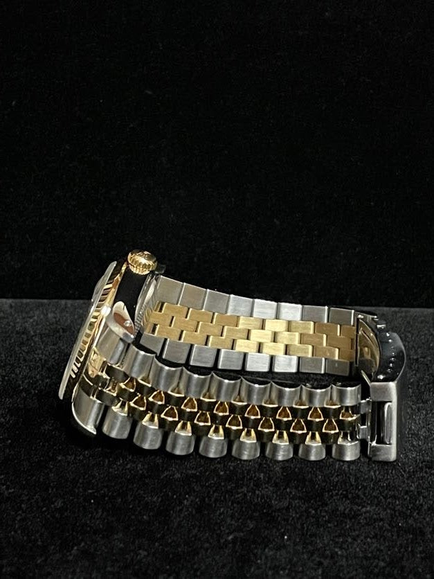 1989 Rolex Datejust 16233 Houndstooth Diamond Dial TT 18kt Jubilee W Papers 36mm.