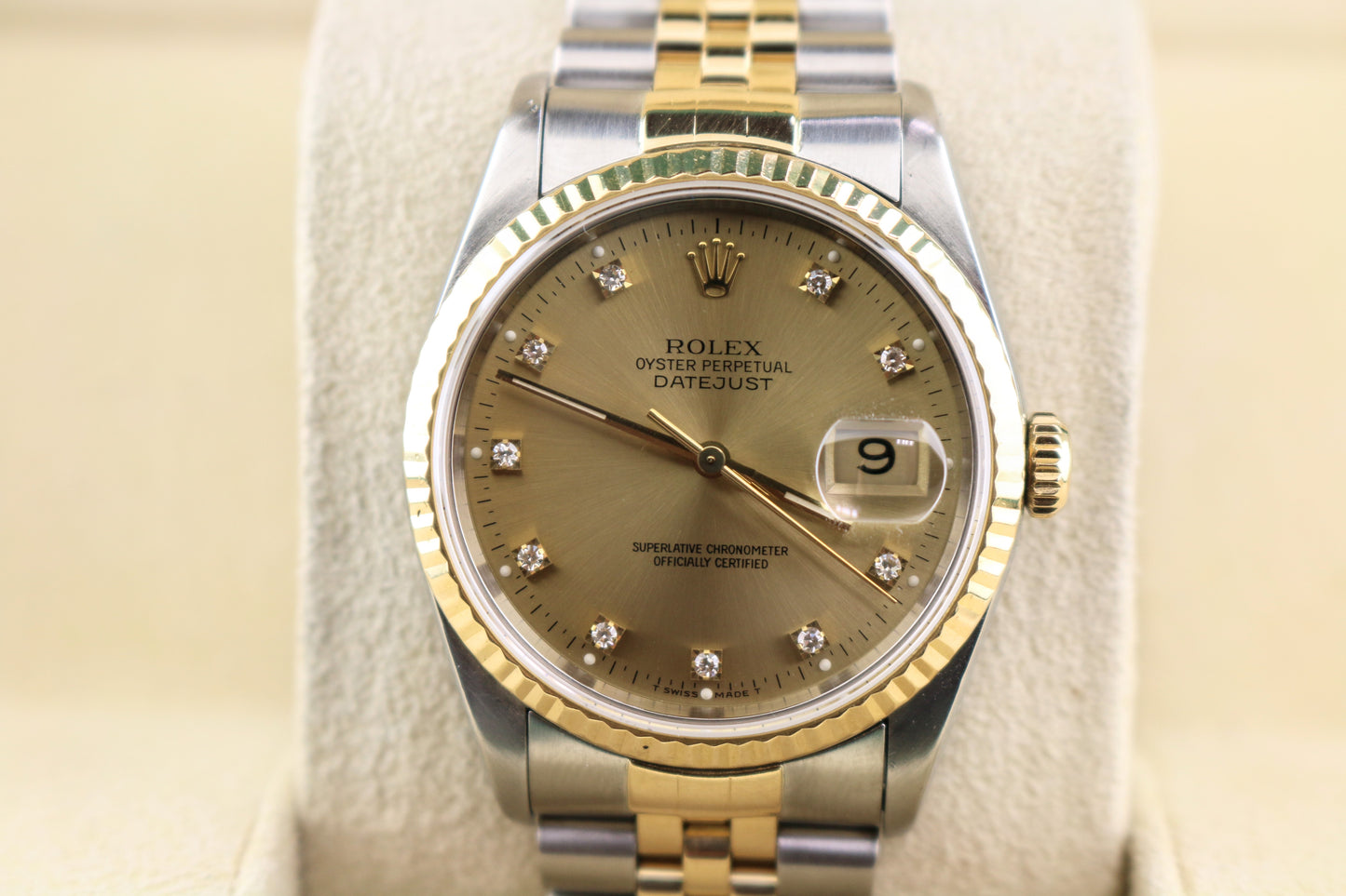 1993 Rolex Datejust 16233 Champagne Diamond Dial TT 18kt Jubilee No Papers 36mm