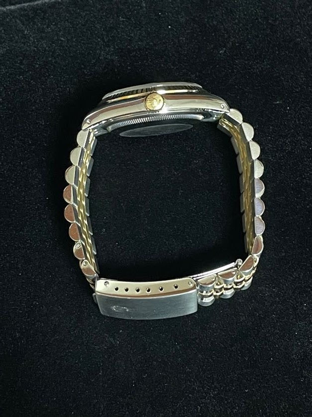 1989 Rolex Datejust 16233 Houndstooth Diamond Dial TT 18kt Jubilee W Papers 36mm.