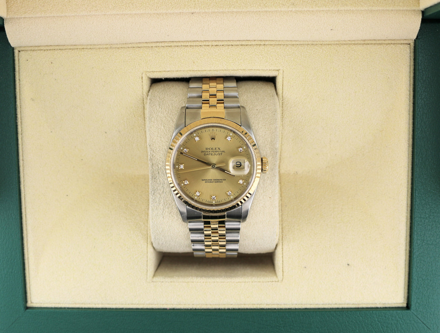 1993 Rolex Datejust 16233 Champagne Diamond Dial TT 18kt Jubilee No Papers 36mm