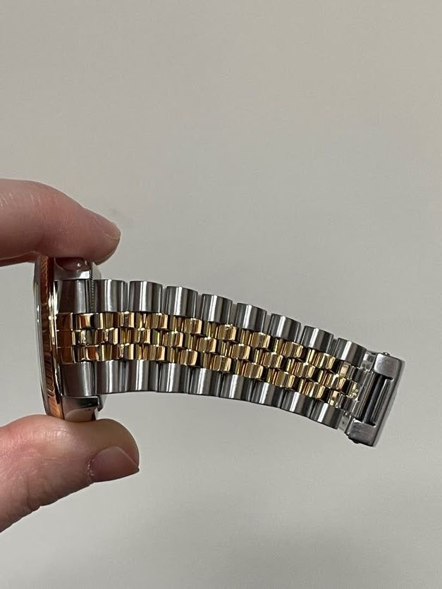 1989 Rolex Datejust 16233 Houndstooth Diamond Dial TT 18kt Jubilee W Papers 36mm.