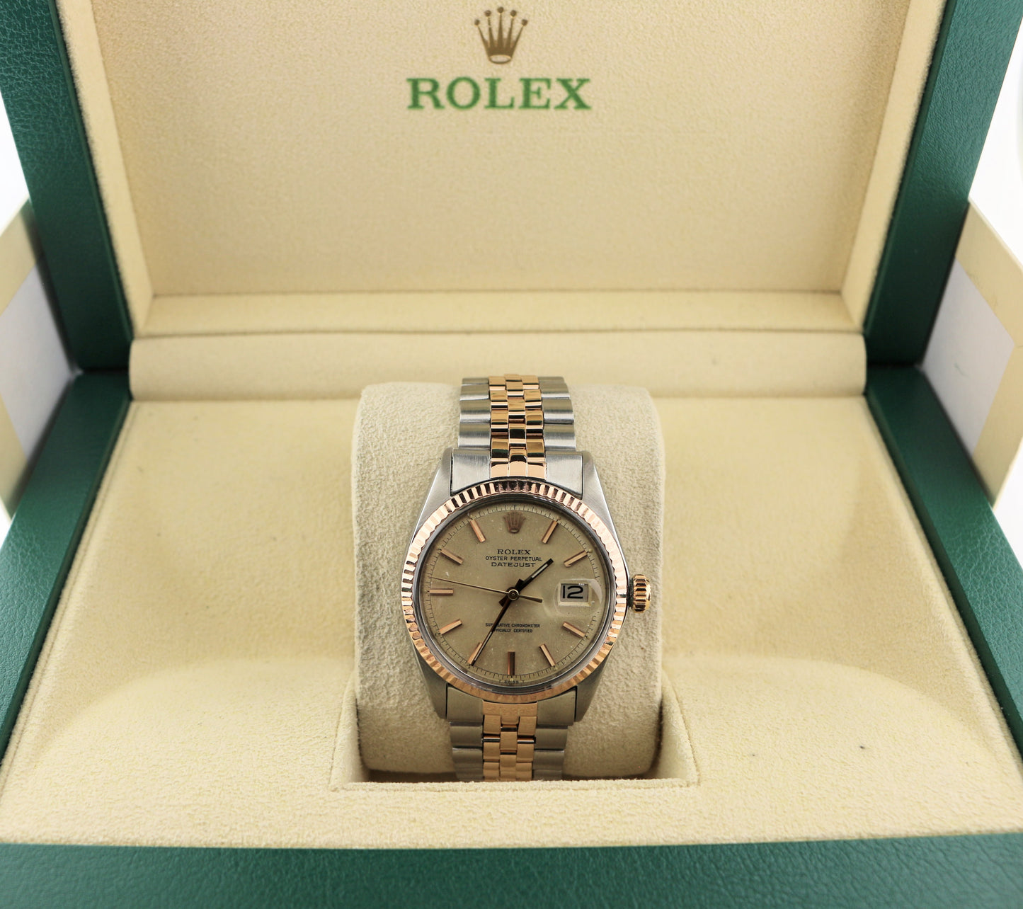1971 Rolex Datejust 1601 Silver Dial Two-Tone Folded Jubilee Rose Gold 36mm