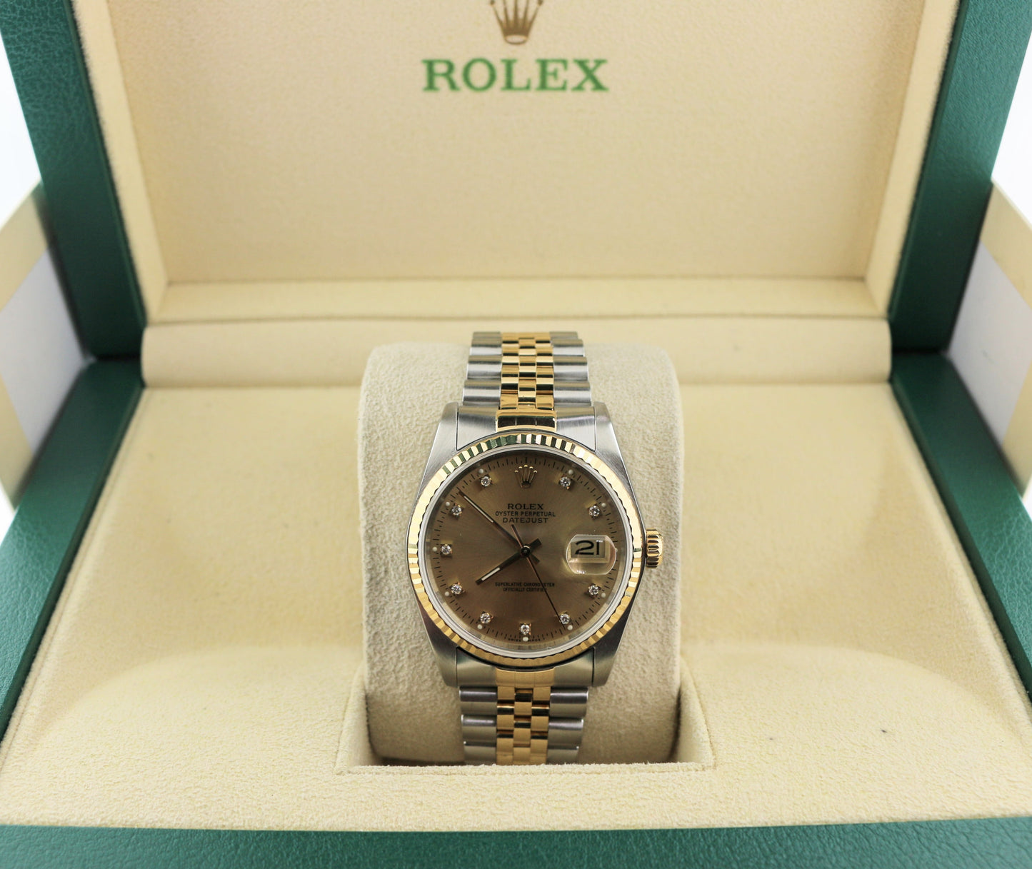 1989 Rolex Datejust 16233 Champagne Diamond Dial TT 18kt Jubilee No Papers 36mm