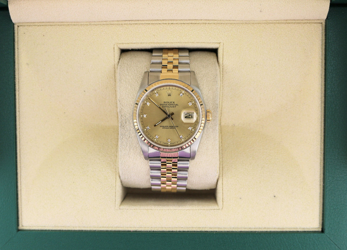 1989 Rolex Datejust 16233 Champagne Diamond Dial TT 18kt Jubilee No Papers 36mm