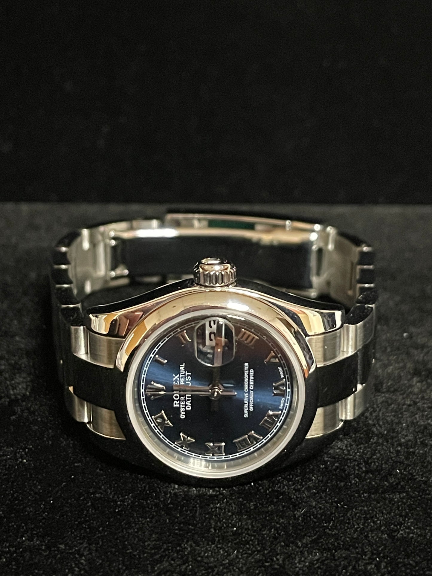 2006 Rolex Ladies Datejust 179160 Blue Roman Dial SS Oyster No Papers 26mm