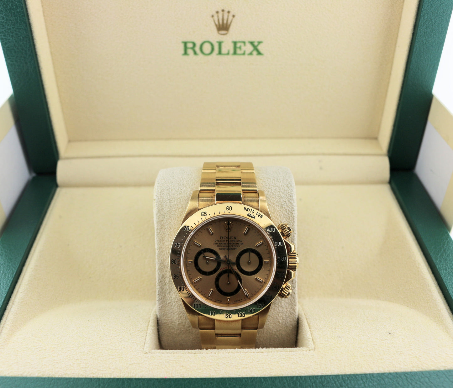 1993 Rolex Daytona 16528 Champagne Inverted 6 Dial YG Oyster Unpolished 40mm