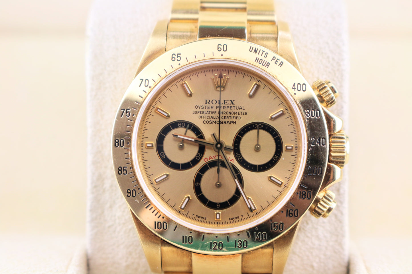 1993 Rolex Daytona 16528 Champagne Inverted 6 Dial YG Oyster Unpolished 40mm