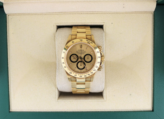 1993 Rolex Daytona 16528 Champagne Inverted 6 Dial YG Oyster Unpolished 40mm