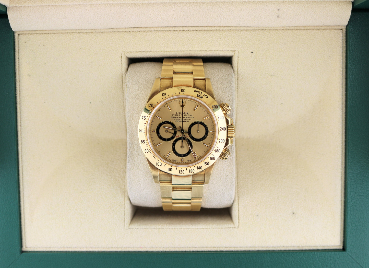 1993 Rolex Daytona 16528 Champagne Inverted 6 Dial YG Oyster Unpolished 40mm