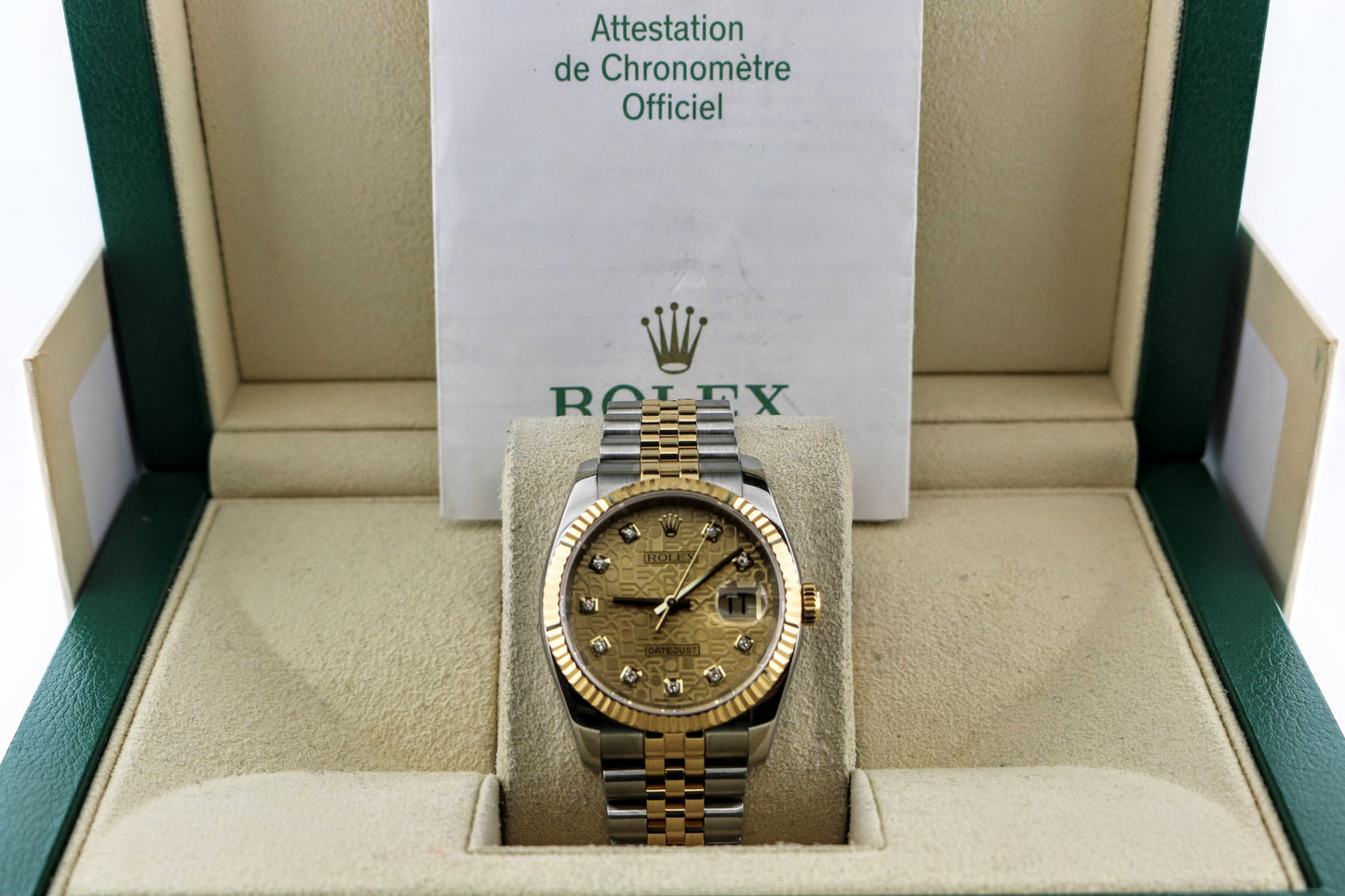 2006 Rolex Datejust 116233 Champagne Diamond Dial TT Jubilee With Papers 36mm