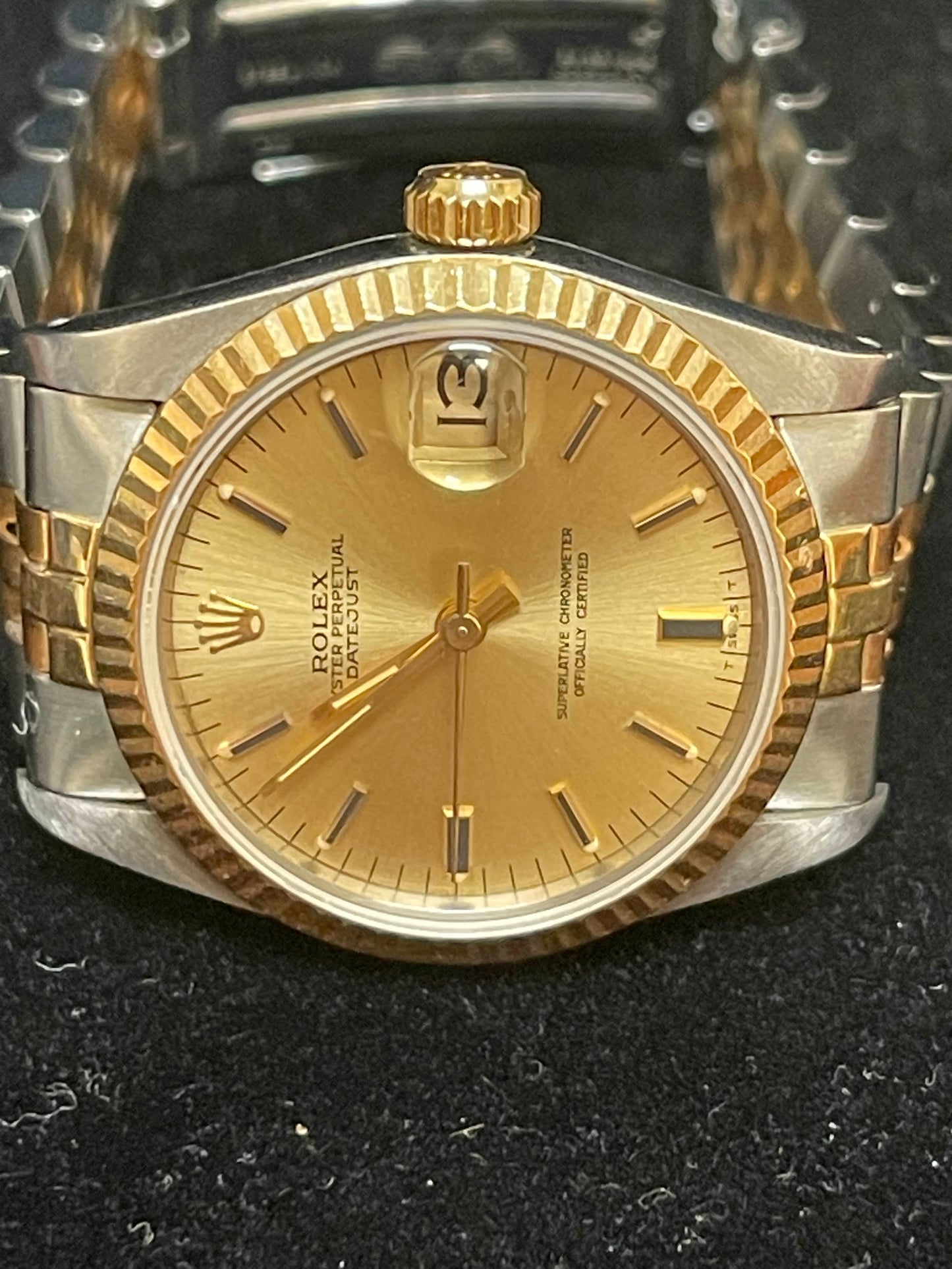 1984 Rolex Datejust Midsize 68273 Champagne Stick Dial TT Jubilee No Papers 31mm