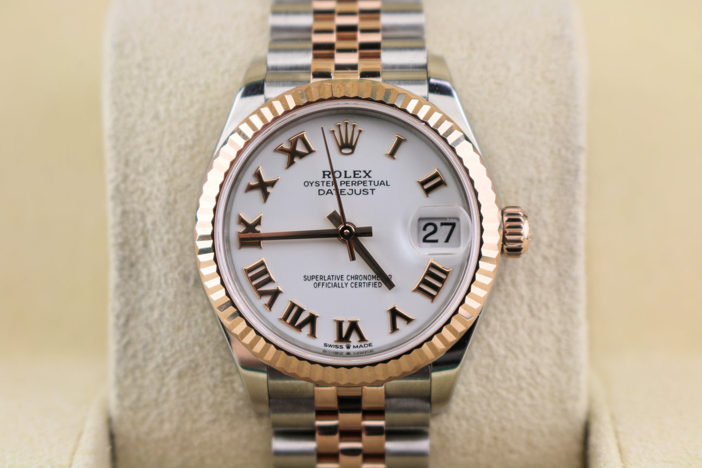 2019 Rolex Datejust 278271 White Roman Dial TT Jubilee Rose With Papers 31mm