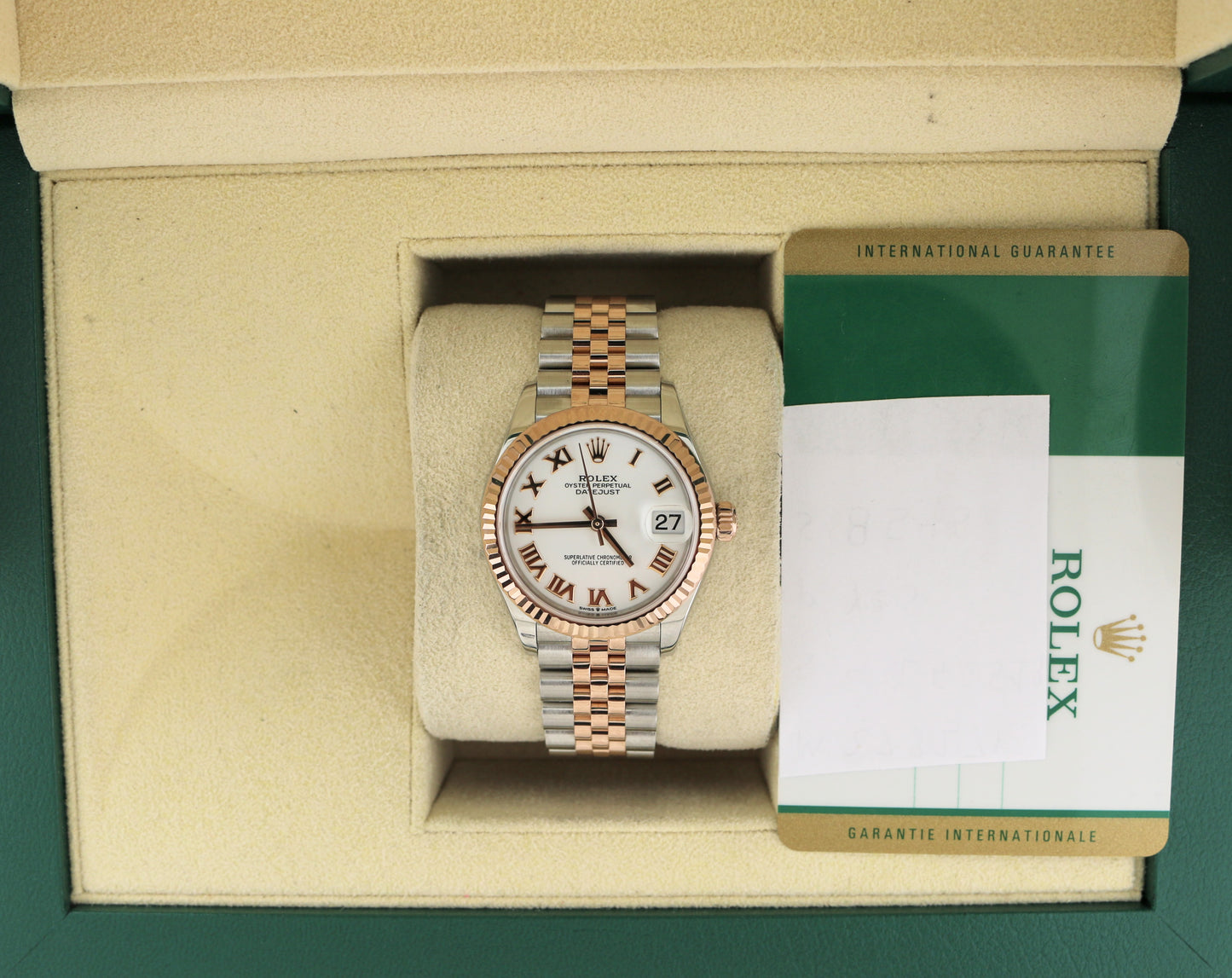 2019 Rolex Datejust 278271 White Roman Dial TT Jubilee Rose With Papers 31mm