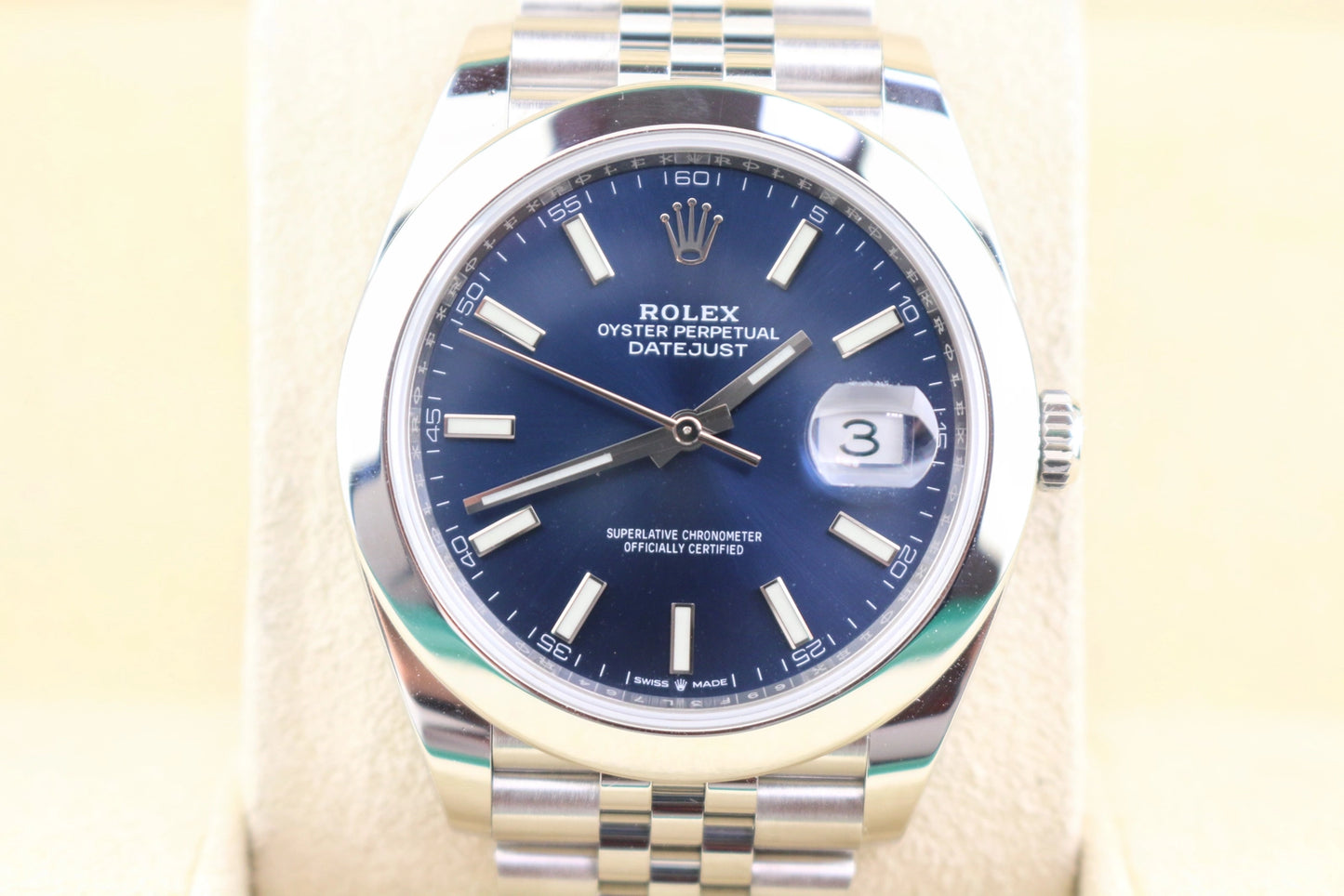 2021 Rolex Datejust 126300 Blue Dial SS Jubilee With Papers 41mm