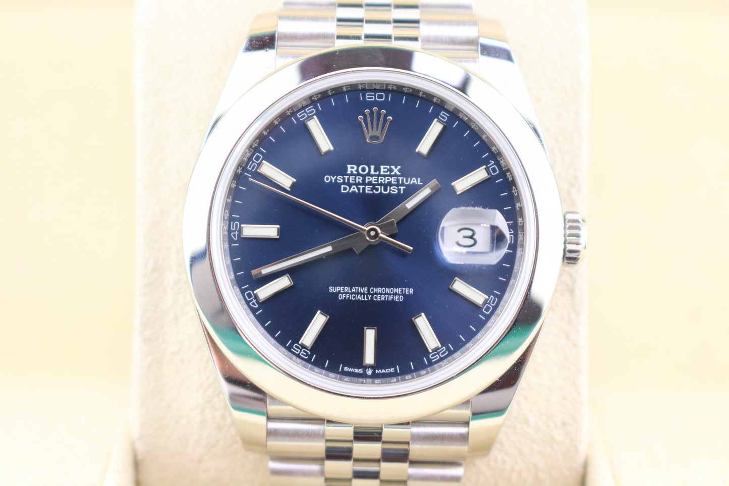 2021 Rolex Datejust 126300 Blue Dial SS Jubilee With Papers 41mm