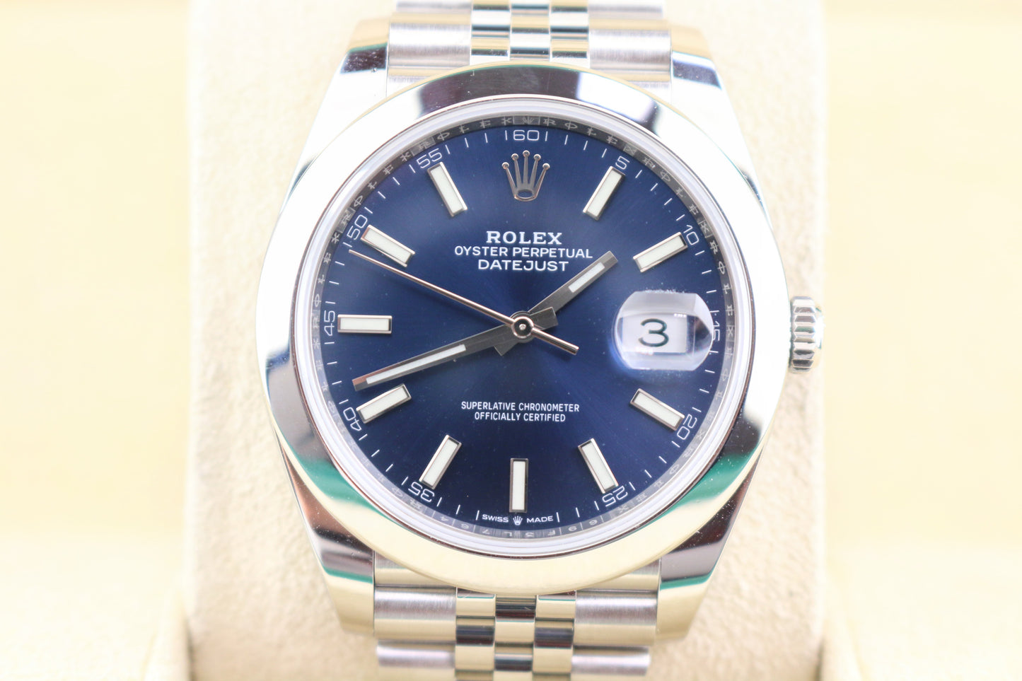 2021 Rolex Datejust 126300 Blue Dial SS Jubilee With Papers 41mm