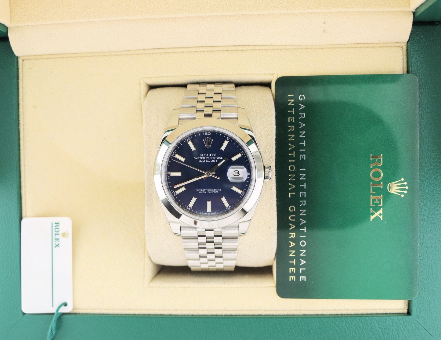 2021 Rolex Datejust 126300 Blue Dial SS Jubilee With Papers 41mm
